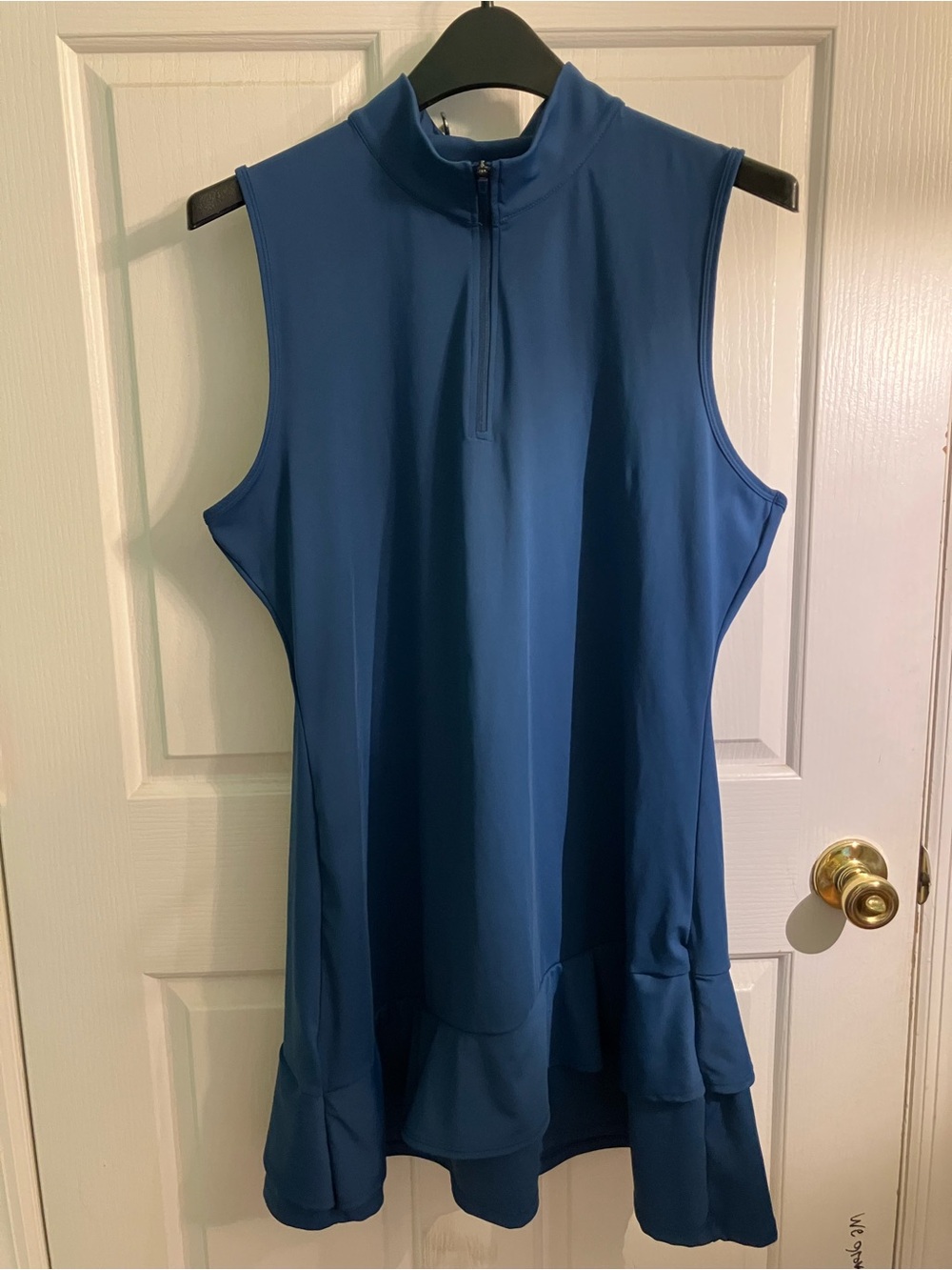 Sleeveless Midi Dress with Ruffle Hem in Deep Blue
